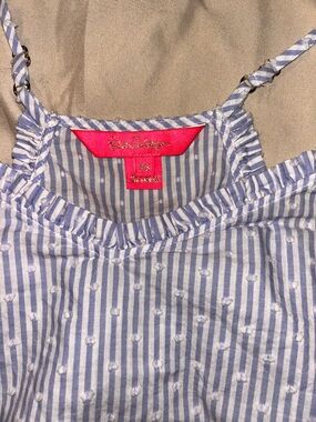 Lilly Pulitzer Blue and White Striped Dot-Textured Cami